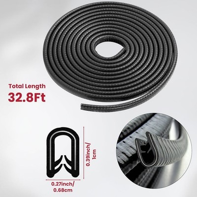 32FT U-Shape Car Door Trim Edge Strip Lock Guard Moulding Rubber Seal Protector