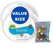 Chinet Classic Platter 12 5/8" x 10" (24 count, 2 pack) with ice cream bites