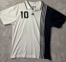 Vintage Adidas Soccer Jersey Mens Large Gateway #10 White Black Made In USA