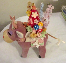 Vintage Dakin Clarabelle Dream Pets Sawdust Stuffed Cow Adorned W/Lots Flowers