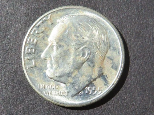 1955-D Roosevelt Dime from Bank Roll Uncirculated some tarnish