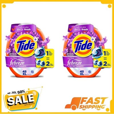 Tide Power PODS  Laundry Detergent Pacs with Febreze Odor Eliminators, 90 Count