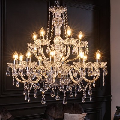 Pompöser Kronleuchter CRYSTAL 80cm klar Acryl 15-armig Lüster Hängelampe Lampe