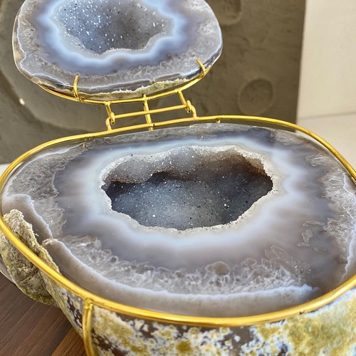 Natural Agate Treasure Basin Quartz Geode Crystal Healing decor+stand - 11.3LB - Picture 8 of 13