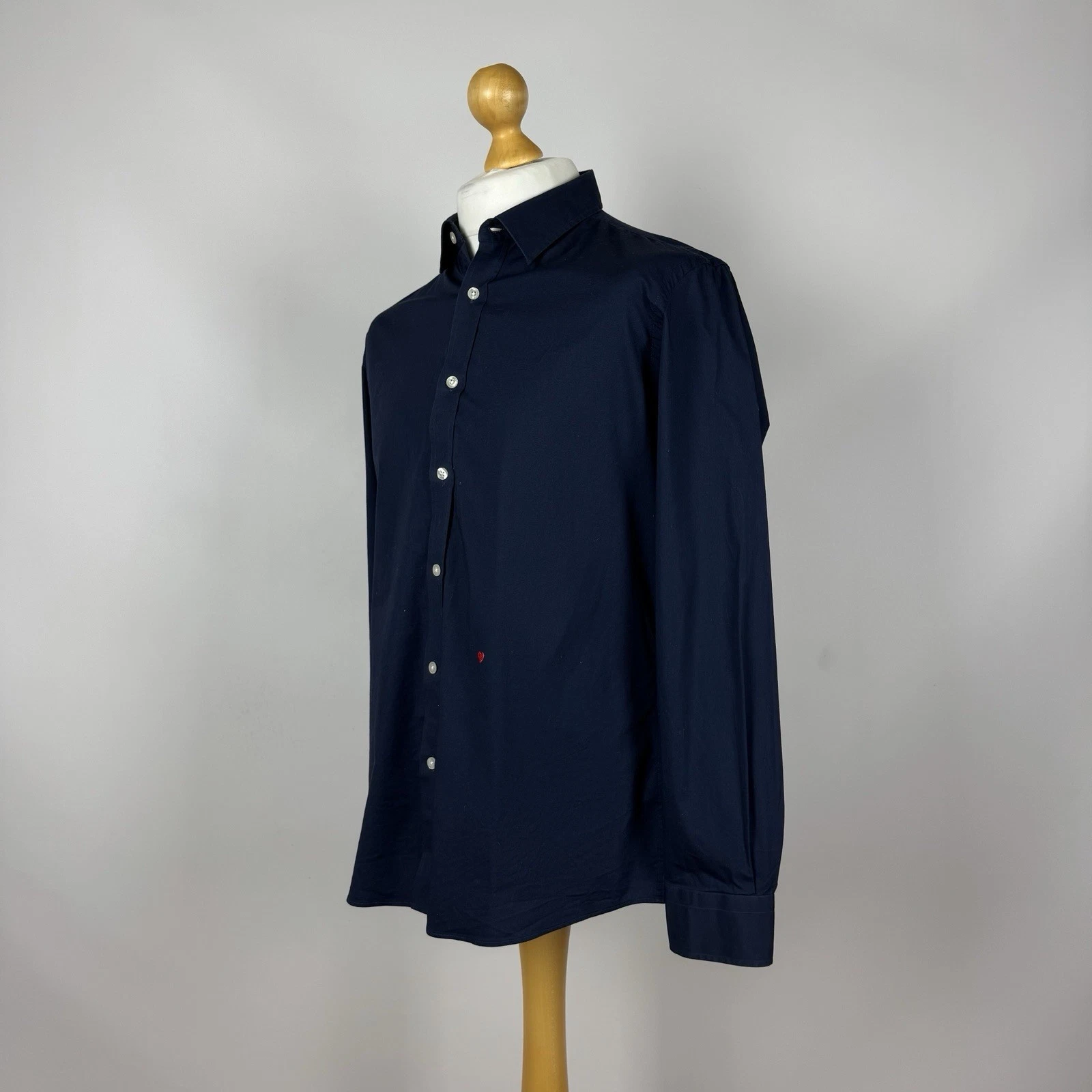 Moschino Camicia Abito Bottoni Rosso Cuore Cotone Uomo Taglia 42 Blu Navy