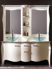 MOBILE BAGNO CON LAVABO E SPECCHIO LEGNO MASSELLO BOMBATO VARI COLORI
