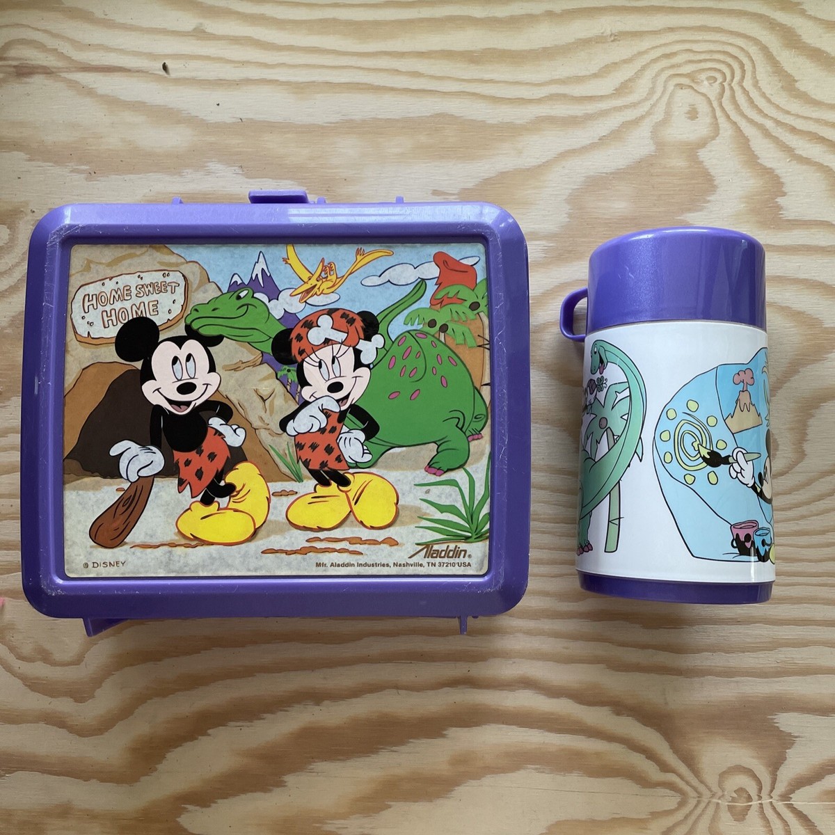 Vintage Disney Mickey Minnie Mouse Aladdin Lunch Box Caveman