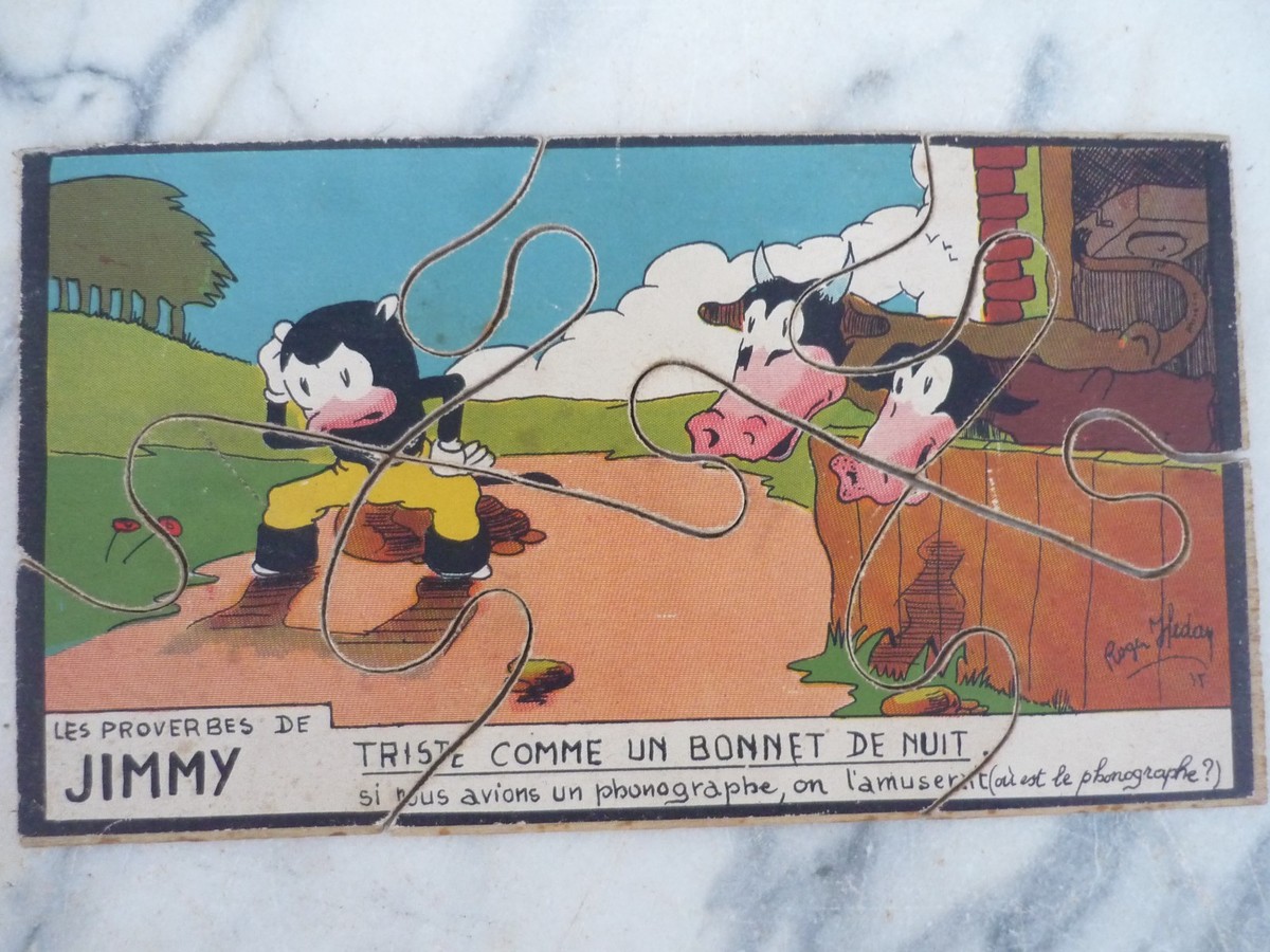4 ANCIENS PUZZLES BOIS LES PROVERBES DE JIMMY PAR ROGER HEDAN 1935 NO B. RABIER