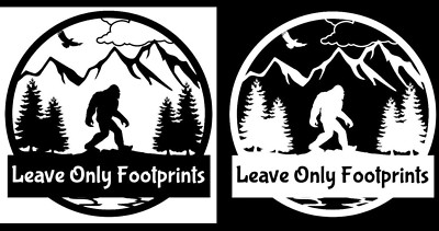 Bigfoot Leave Only Footprints 2 Vinyl Decal Car Truck Window Laptop Tablet Walls