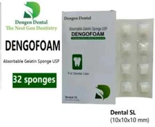 Dengen Dengofoam Absorbable Gelatin Sponge USP 32 Sponges 10x10x10mm For Dental.