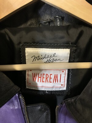 Michael Hoban WHEREMI レザージャケット M 黒 ミリタリー Vtg Michael Hoban Where MI 8 Ball Black White Purple Leather