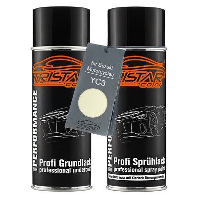 Motorradlack Spraydosen Set für Suzuki Motorcycles YC3 Bianco Perl Grund Basis