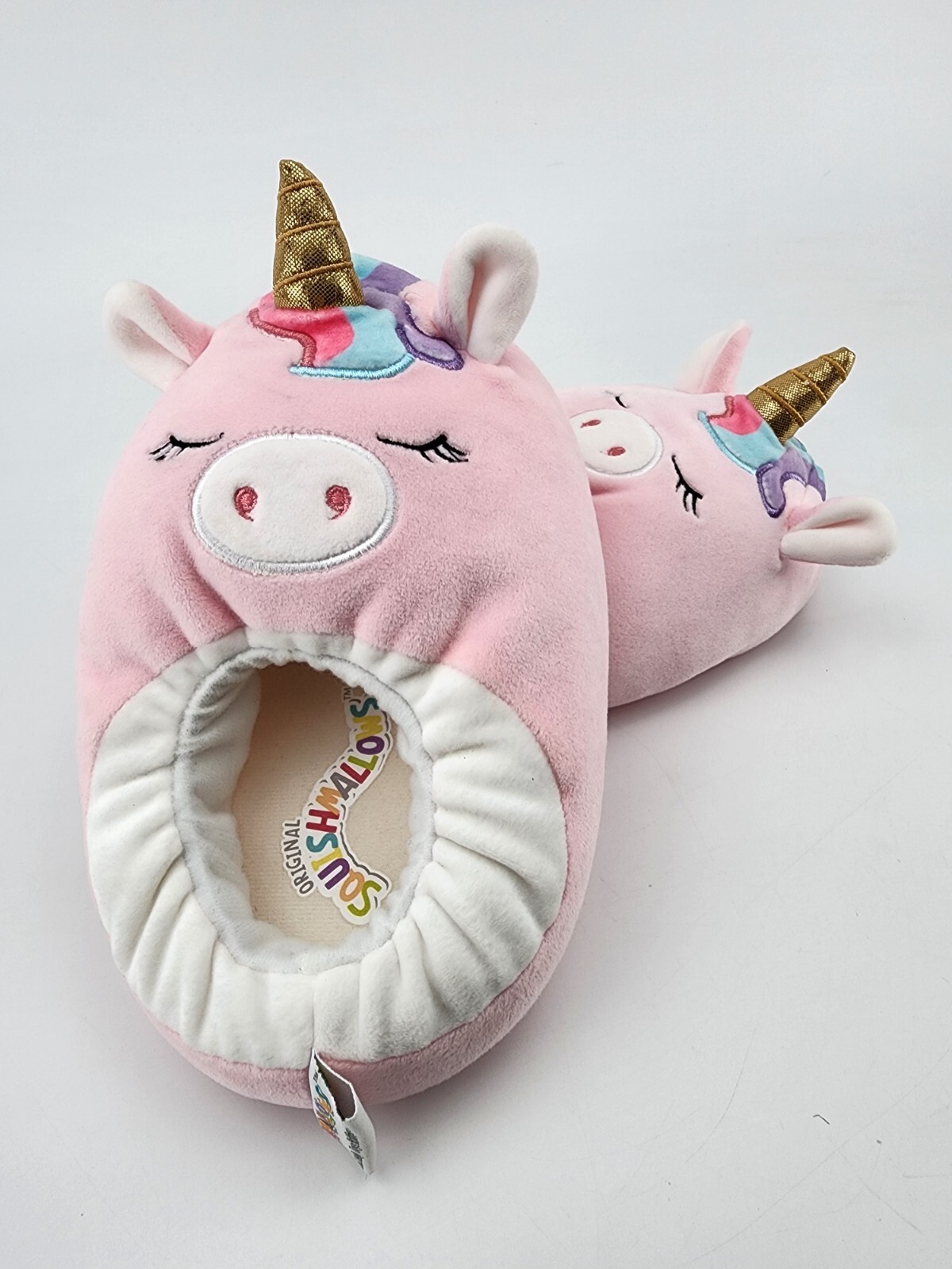PANTOFOLA D’ORO SQUISHMALLOW PANTOFOLE UNICORNO ROSA TAGLIA 2 3 Corno d'oro (A4)