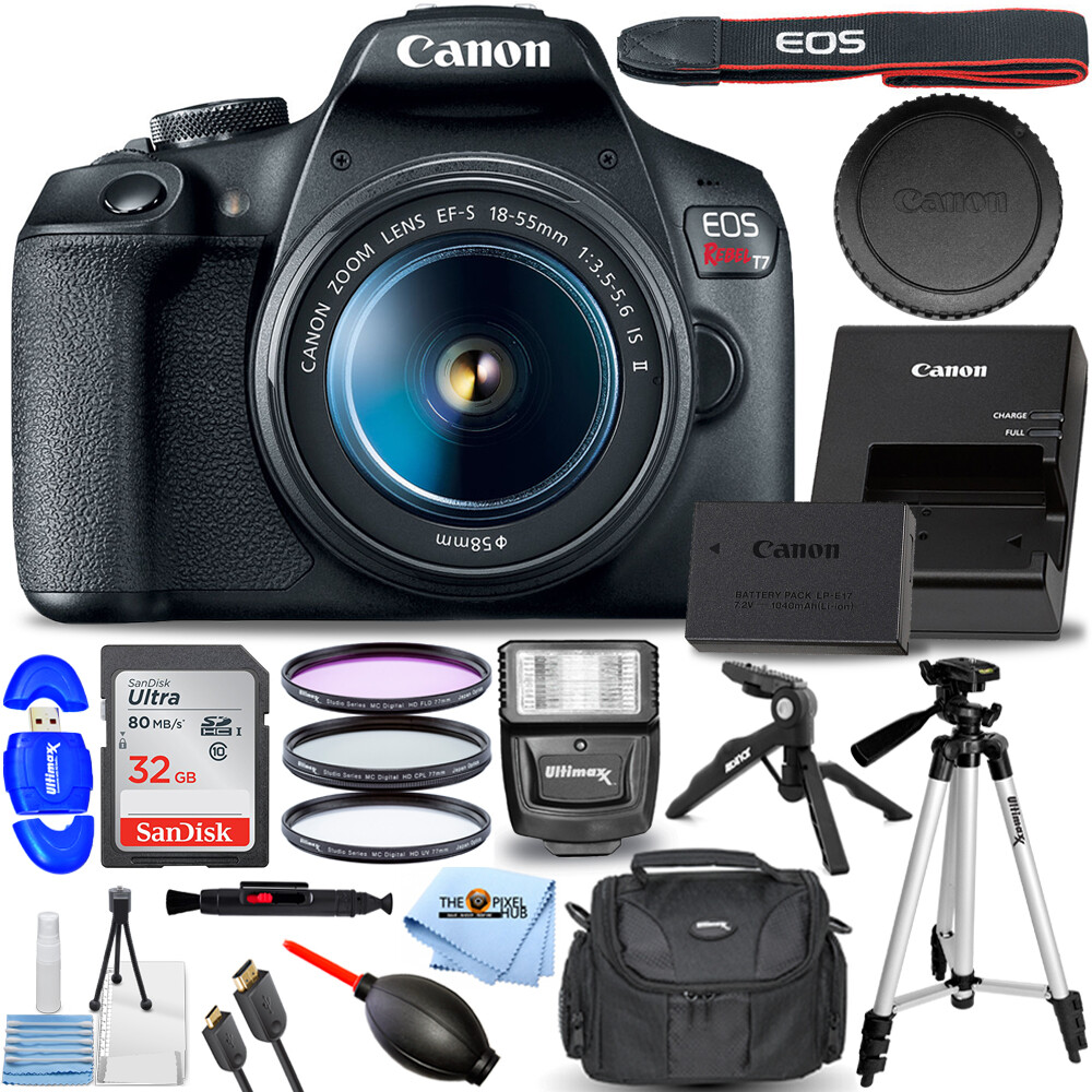 Canon EOS Rebel T7 DSLR Camera with 18-55mm Lens 32GB Flash Tripod  Bundle
