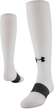 Under Armour Soccer Kids White Black OTC Nylon UA Logo Performance Socks L 1-4