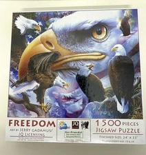 FREEDOM by Jerry Gadamus BALD EAGLE Sunsout 1500 Piece Jigsaw Puzzle 24"x33" New