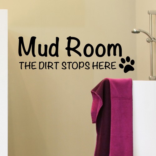 Dog wall sticker mud room the dirt stops here art decal pet grooming