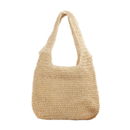 Woven Straw Shoulder Bag Large Summer Beach Bag Handbag Tote with Zipper Women
