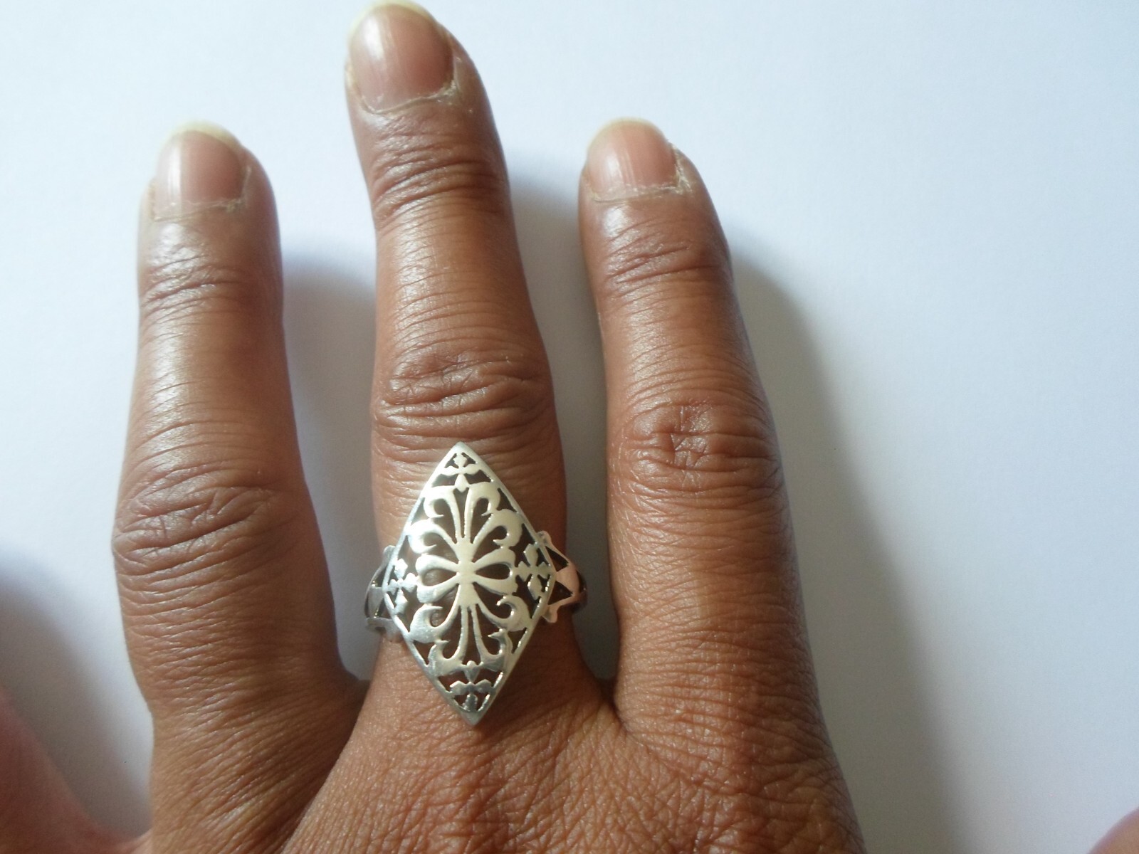 solid silver ring, openwork diamond, size 64 - image 4