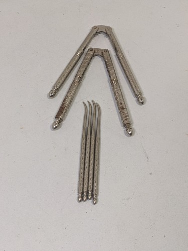 HMQ metal (2) Nutcracker shell tools cracking crab walnut pecan w/ 4 picks VTG - Picture 4 of 6