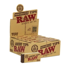 RAW Rolling Papers Perforated Wide Filter Tips Full Box Of 50 Packs