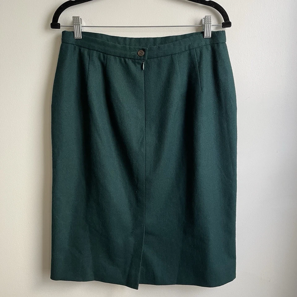 Falda Pendleton Vintage Mujer Verde Oscuro Lana Virgen EE. UU. Lápiz Hasta la Rodilla 14 Foto 2 de 4