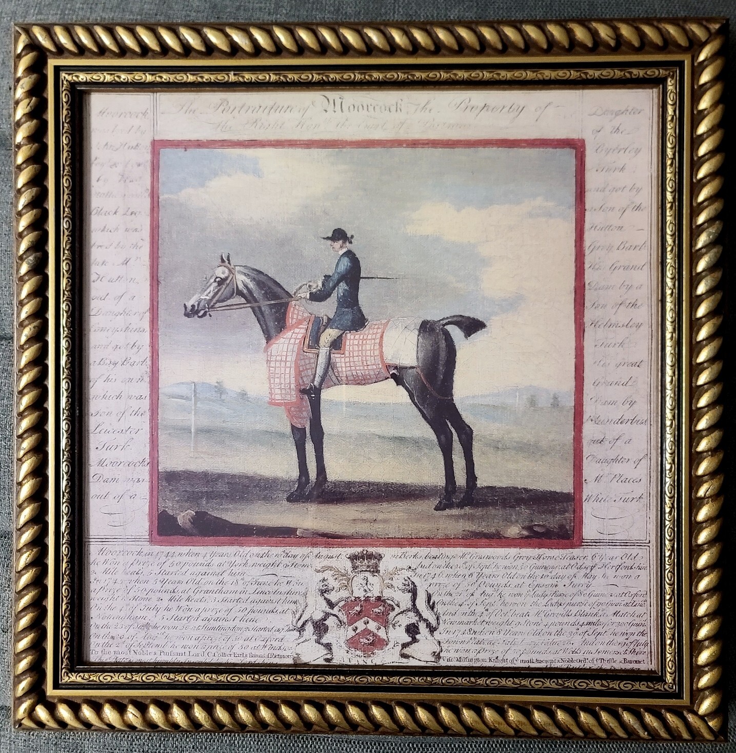 Bombay Company Framed Art Roan Horse Cheval Rouan Equestrian English 19x19