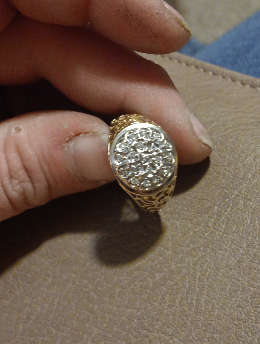 10k mens gold ring pre owned With Diamonds eBay