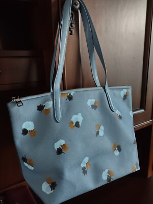 バッグ COACH Half Moon Floral Shoulder Bag Blue COACH Half Moon Floral Shoulder Bag Blue