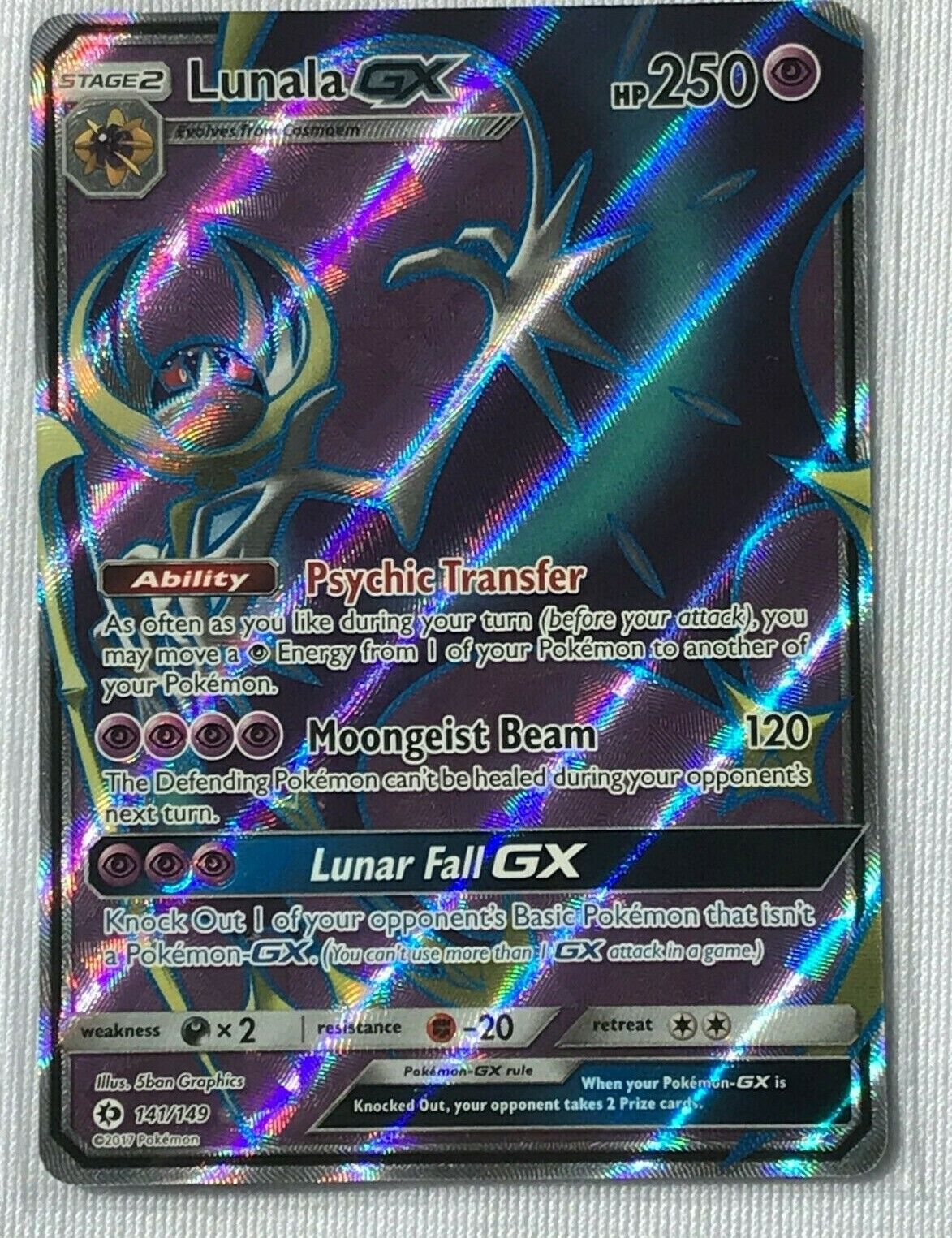  Lunala GX Full Art - Sun & Moon 141/149 : Toys & Games