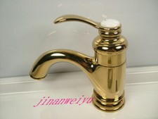 Gold Brass Mixer Sink Faucet Eapot Hot and Cold Bathroom Basin Tap US