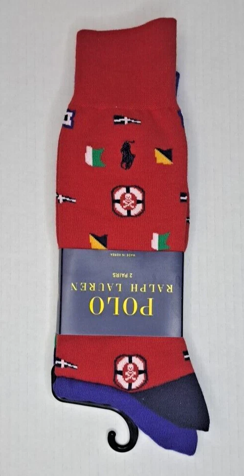 Polo Ralph Lauren Semaphore Trouser Sock 2 Pair Pack 10-13