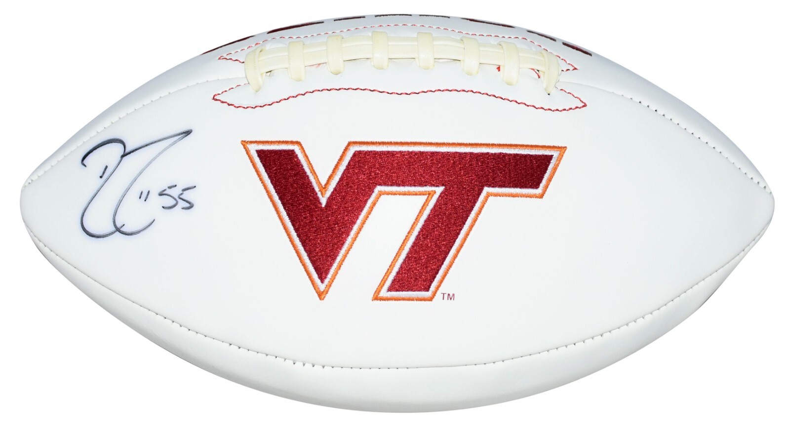 Darryl Tapp Autographed Signed Virginia Tech Hokies WHITE LOGO FOOTBALL BECKETT 