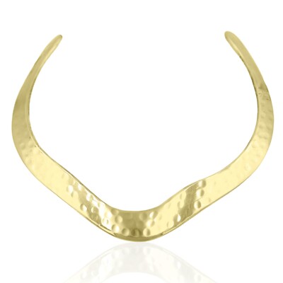 Simple Hammered 14K Yellow Gold-Plated Brass Cuff Choker
