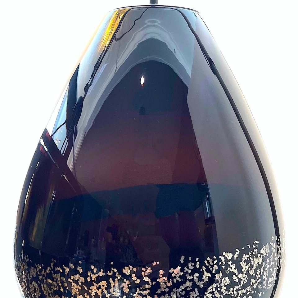 Pingente de vidro arte soprada marrom com faixa de flocos de prata - LBL Miyu - Imagem 3 de 4