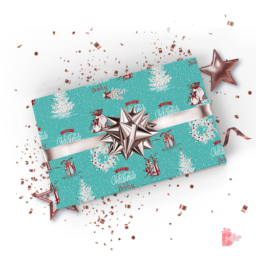 Name Personalized Christmas Wrapping Paper Custom Winter Wonderland Gift Wrap - Picture 3 of 4