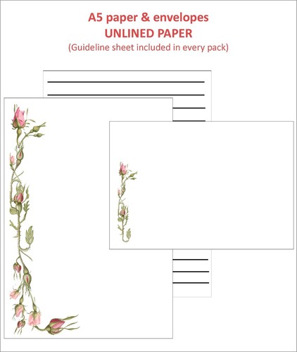Rose World - A5 Letter Writing Paper Stationary Sets with or without envelopes - Picture 11 of 12