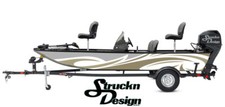 Beige Grey Swirl Wave Curved Lines Design Wrap Fishing Bass Boat Vinyl Decal USA