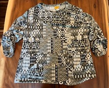 Ruby Rd Top Womens 3X Grays  Black Roll Tab Sleeves Pouch Pocket