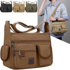 Men's Canvas Cross Body Bag Messenger Shoulder Book Bags School Satchel Vintage