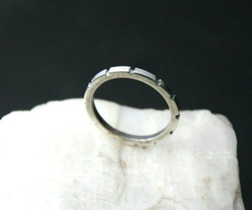Anello in argento sterling .925 massiccio intagliato fascia ingranaggi misura 8,5 uomo donna unisex - Foto 5 di 6