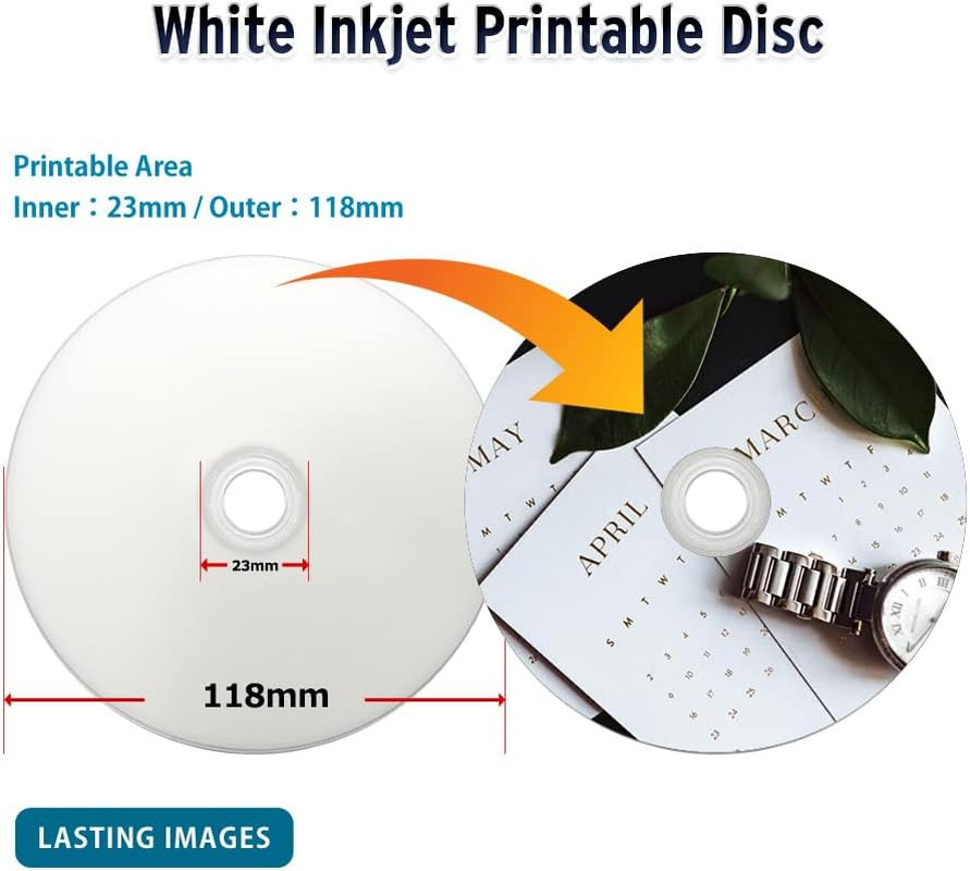 Water Resistant Glossy White Inkjet Printable BD-R 6X 25GB Blu-Ray, 25 Disc Spin