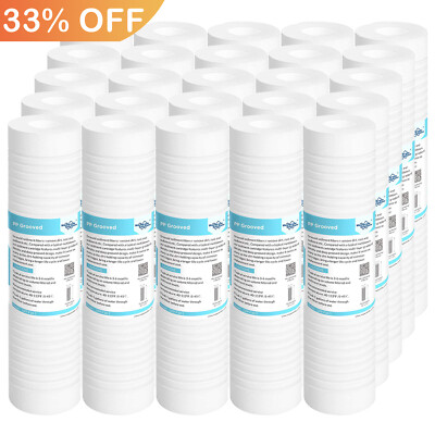 1 / 5 / 0.5 Micron 10''x2.5'' Grooved Sediment Water Filter RO Cartridge 1-25 Pack