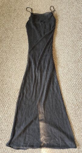 NWT Urban Outfitters UO Rosalia Chiffon Maxi Dress Black Polka Dot Size Small