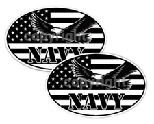 American Flag Soaring Eagle Navy Stickers Oval Decals Choose Size 2 pack #L