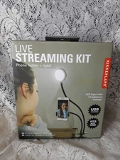 Kikkerland Live Streaming Lighting Kit- Phone Holder & Light LED Clamp Light NIB