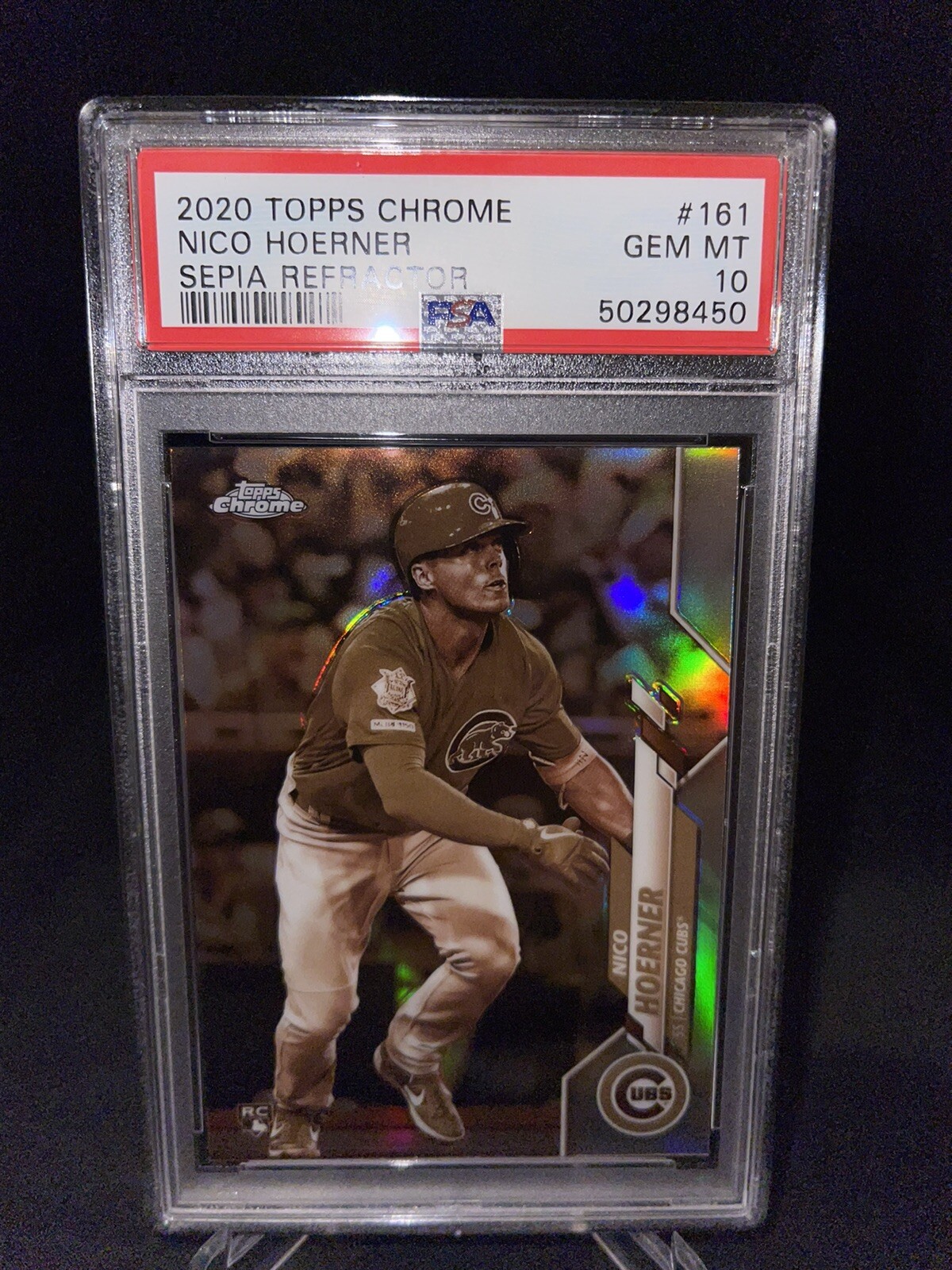 Topps Chrome 2020 Cubs Nico Hoerner Sepia refractor Rookie card *GEM MINT PSA 10