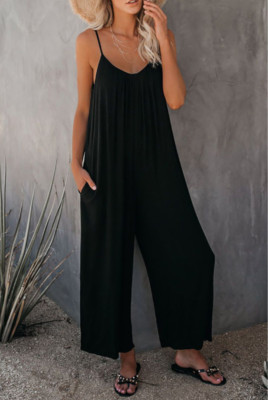 Neu Sommer Overall Playsuit Damen Jumpsuit Casual Top Einfarbig Lose Overalls