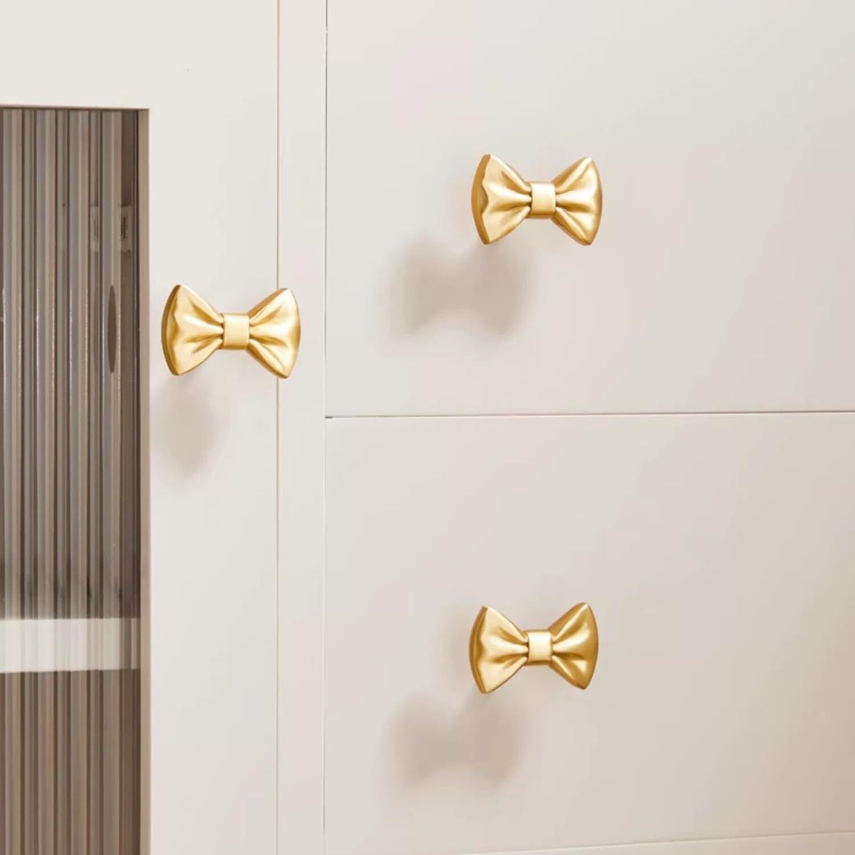green emerald velvet dress Redeam Gold Cabinet Knobs, Brushed Bow Drawer Pulls, Gold Knobs for Dresser  Drawer Cupboard Furniture Closet Wardrobe Door Knobs Handles (Bow Shape(2)-  4 Pack) main image 0