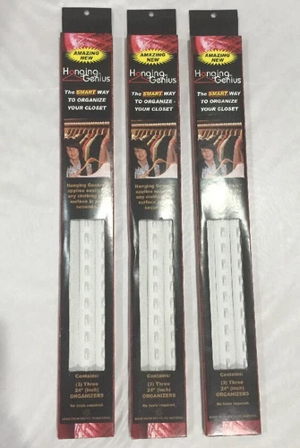 3 Boxes X 3 X 24"HANGING GENIUS Hanger Closet Rod Organizer System Hanger Rack